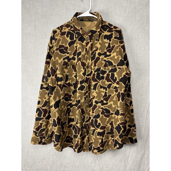 Vintage Woolrich Camoflauge Duck Camo Frog Skin 100% Wool Button Size L Made USA - Picture 2 of 11